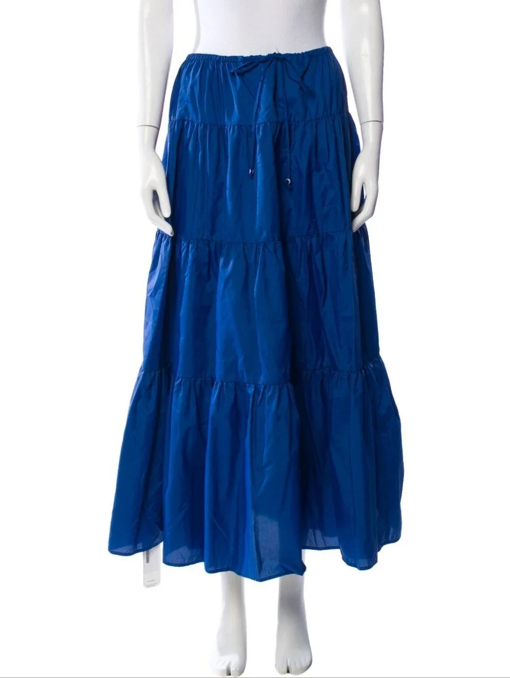STAUD Lucca Tiered Maxi Skirt in Cobalt Blue M, Women's Casual Summer Size XS
